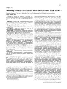 Working Memory and Mental Practice Outcomes After Stroke ARTICLES