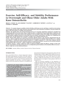 Exercise, Self-Efﬁcacy, and Mobility Performance Knee Osteoarthritis