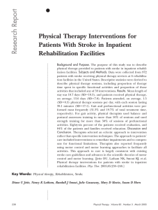 Report Research Physical Therapy Interventions for Patients With Stroke in Inpatient