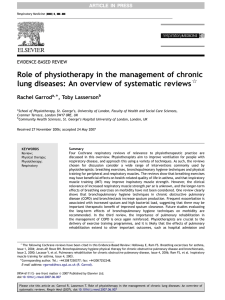 Role of physiotherapy in the management of chronic Rachel Garrod