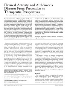 Physical Activity and Alzheimer’s Disease: From Prevention to Therapeutic Perspectives