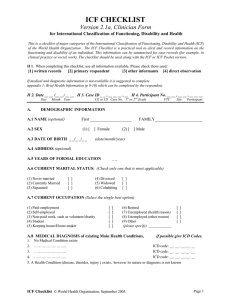 ICF CHECKLIST Version 2.1a, Clinician Form