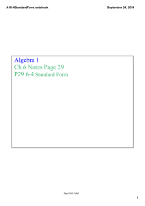 Algebra 1 Ch.6 Notes Page 29 P29 6­4  Standard Form