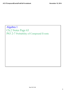 Algebra 1 Ch.2 Notes Page 63 P63 2­7  Probability of Compound Events
