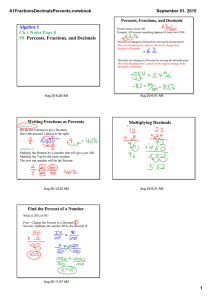 Algebra 1 Ch.1 Notes Page 8 P8   Percents, Fractions, and Decimals