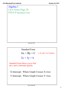 Ax + By = C 2x + 3y = 6 Algebra 1 Ch.6 Notes Page 30