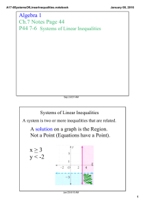 x &gt; 3 y &lt; ­2 Algebra 1 Ch.7 Notes Page 44