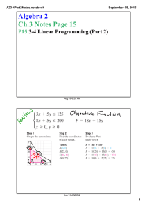 Algebra 2 Ch.3 Notes Page 15 P15  3­4 Linear Programming (Part 2)