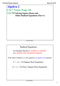 Algebra 2 Ch.7 Notes Page 40 Radical Equations P40 