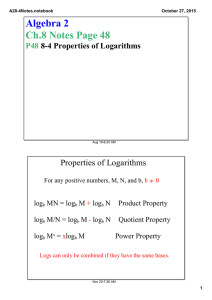 Algebra 2 Ch.8 Notes Page 48 Properties of Logarithms P48