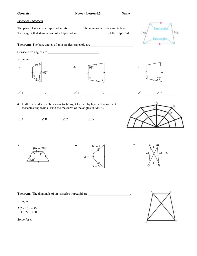 _____ ______ - Geometry Intended For Geometry Worksheet Kites And Trapezoids