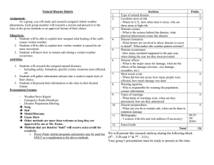 Natural Disaster Rubric Sections Points