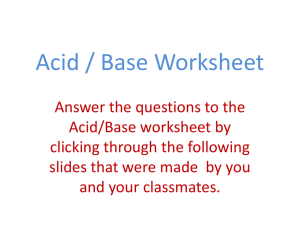 Acid / Base Worksheet