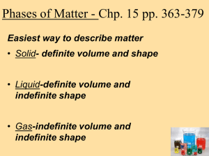 Phases of Matter - Chp. 15 pp. 363-379 indefinite shape