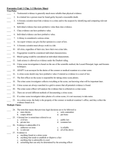 Forensics Unit 1 Chp. 1-3 Review Sheet
