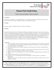 Pharos Print Credit Policy Pacific University Students, Faculty, and Staff