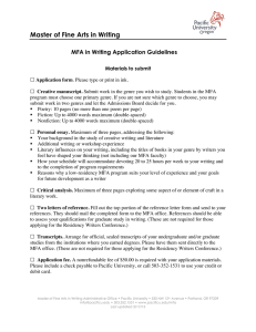 Master of Fine Arts in Writing MFA in Writing Application Guidelines