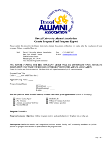 Drexel University Alumni Association Grants Program Final Program Report