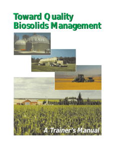 Toward Quality Biosolids Management A Trainer’s Manual