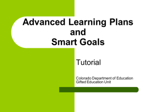 Advanced Learning Plans and Smart Goals Tutorial