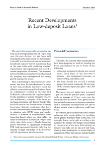 Recent Developments in Low-deposit Loans 1 Financial Constraints