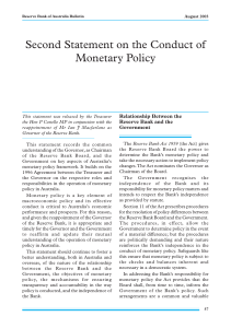 Second Statement on the Conduct of Monetary Policy Relationship Between the