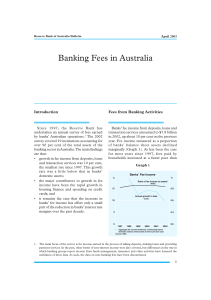 Banking Fees in Australia Introduction Fees from Banking Activities