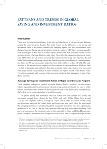 Patterns and trends in Global savinG and investment ratios Introduction