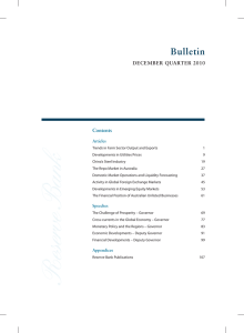 Bulletin DECEMBER quaRtER 2010 Contents articles