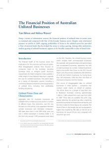 The Financial Position of Australian Unlisted Businesses Tom Bilston and Melissa Watson*
