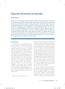 Depositor Protection in Australia Grant Turner*