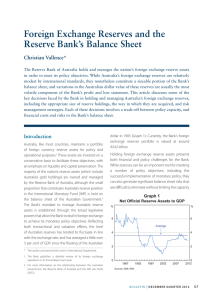 Foreign Exchange Reserves and the Reserve Bank’s Balance Sheet Christian Vallence*