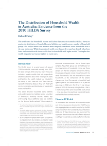 The Distribution of Household Wealth in Australia: Evidence from the Richard Finlay*