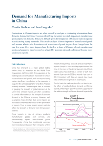 Demand for Manufacturing Imports in China Claudia Godbout and Sean Langcake