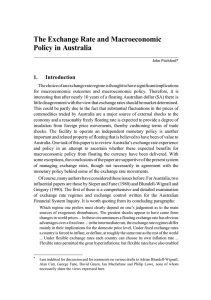 The Exchange Rate and Macroeconomic Policy in Australia 1. Introduction