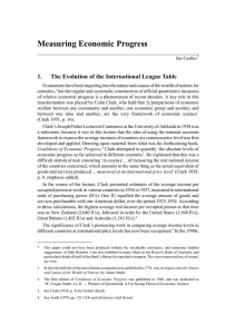 Measuring Economic Progress 1. The Evolution of the International League Table