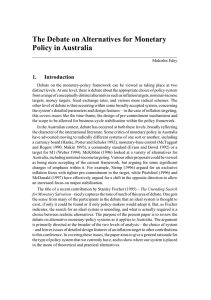 The Debate on Alternatives for Monetary Policy in Australia 1. Introduction
