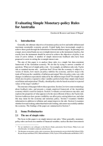 Evaluating Simple Monetary-policy Rules for Australia 1. Introduction