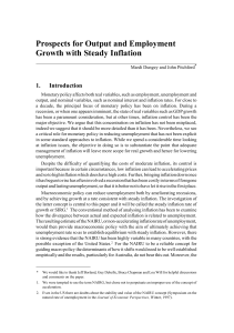 Prospects for Output and Employment Growth with Steady Inflation 1. Introduction