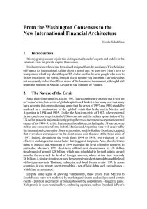 From the Washington Consensus to the New International Financial Architecture 1. Introduction