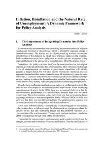 Inflation, Disinflation and the Natural Rate of Unemployment: A Dynamic Framework 1.