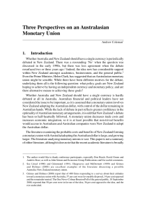 Three Perspectives on an Australasian Monetary Union 1. Introduction