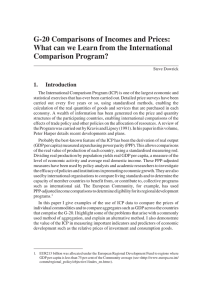 G-20 Comparisons of Incomes and Prices: Comparison Program? 1.