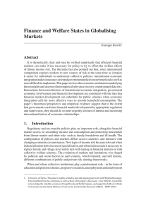 Finance and Welfare States in Globalising Markets Abstract