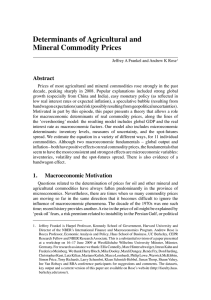 Determinants of Agricultural and Mineral Commodity Prices Abstract