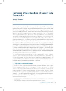Increased Understanding of Supply-side Economics Anne O Krueger*