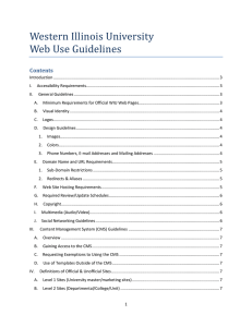 Western Illinois University Web Use Guidelines Contents