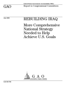 a GAO REBUILDING IRAQ More Comprehensive