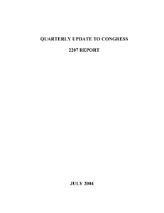 QUARTERLY UPDATE TO CONGRESS 2207 REPORT JULY 2004