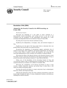 S Security Council United Nations Resolution 1546 (2004)